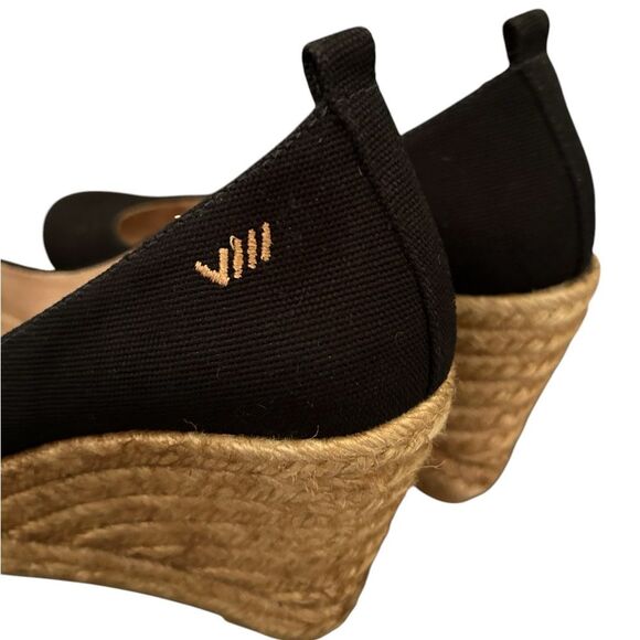 Viscata Marquesa Black Canvas Espadrille Platform Wedge Round Pumps Size 37 6.5 - Picture 8 of 11